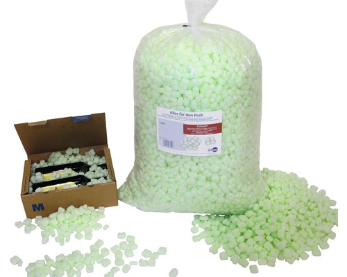 Matériau de remplissage en mousse dans un sac et une boîte ouverte