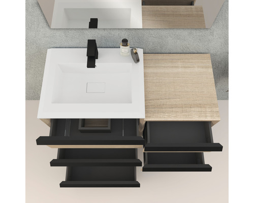 Meuble-lavabo avec tiroirs et miroir pour la salle de bain