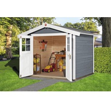 Gartenhaus weka Massivholz 285 x 235 cm grau-weiß