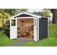 Gartenhaus weka Massivholz 285 x 235 cm anthrazit-weiß