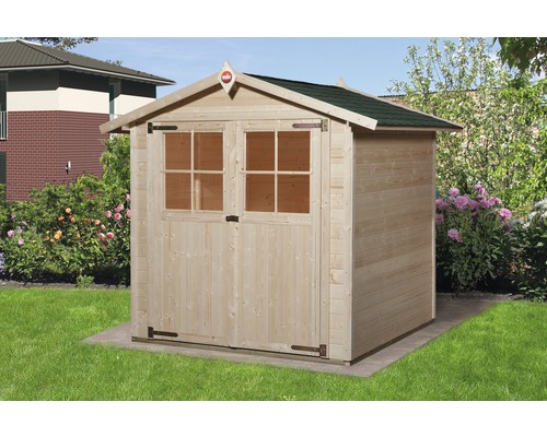 Abri de jardin weka 316 taille 2 avec plancher 240 x 217 cm lasuré Abri de jardin en bois avec porte double et fenêtres