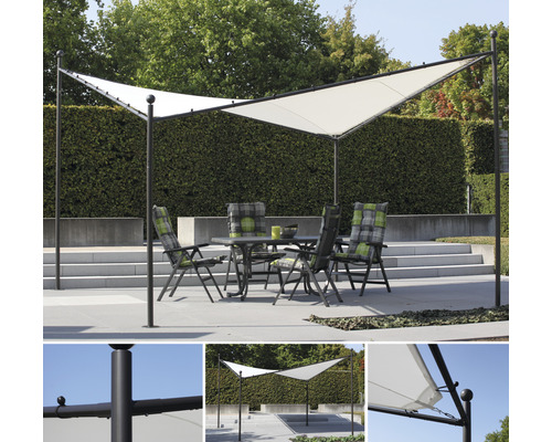 Voile d''ombrage au-dessus du coin salon dans le jardin
