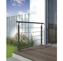 Geländer-Komplettset Pertura Aluminium anthrazit mit fünf Edelstahlstäben für Bodenmontage B: 1.50 m-thumb-2