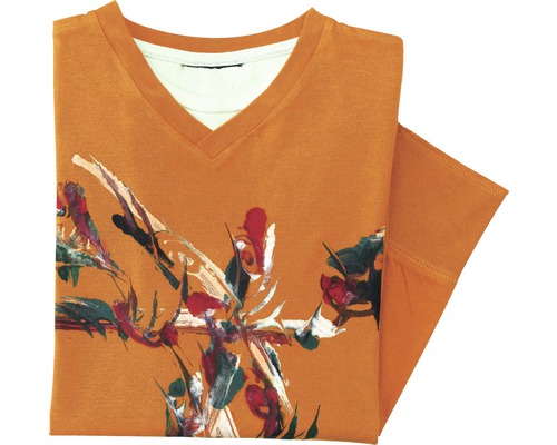 Gefaltetes T-Shirt mit V-Ausschnitt und Aufdruck