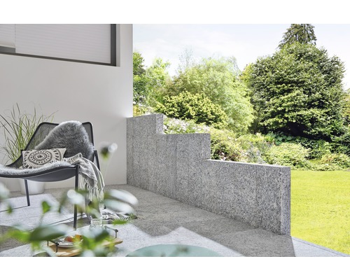 Palissade rectangulaire FLAIRSTONE Granit gris 25 x 10 x 75 cm