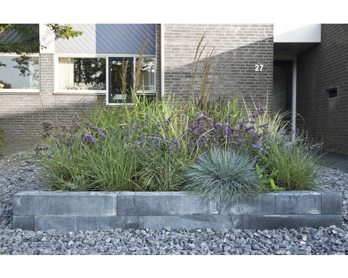 Jardinière avec diverses plantes dans le jardin