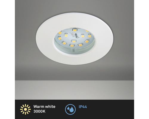 Éclairage à LED à encastrer blanc avec ampoule 400 lm 3 000 K blanc chaud Ø 60 mm rond plastique IP44 Éclairage à LED à encastrer blanc avec ampoule 400 lm 3 000 K blanc chaud Ø 60 mm rond plastique IP44