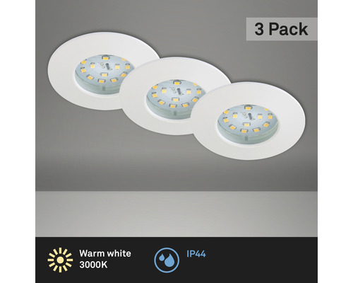 Éclairage à LED à encastrer lot de 3 blanc avec ampoule 3x400 lm 3 000 K blanc chaud Ø 60 mm rond plastique IP44
