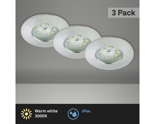 LED Einbauleuchten Set IP44 3-tlg 3x5W 3x400 lm 3000 K warmweiß rund kunststoff alu Ø 75/60 mm 230V