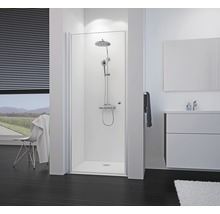 Modernes Badezimmer mit Duschkabine, Waschbecken und Spiegel