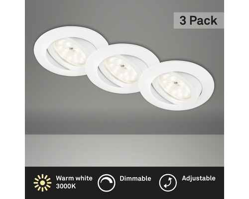 Set d'éclairages encastrés LED IP23 à intensité lumineuse variable 3 pces 3x5,5 W 3x470 lm 3000 K blanc Ø 8,2/6,8 cm 230 V