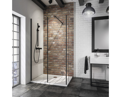 Paroi de douche à l'italienne Loft Schulte Alexa Style 2.0 120x30 cm verre transparent couleur de profilé noir