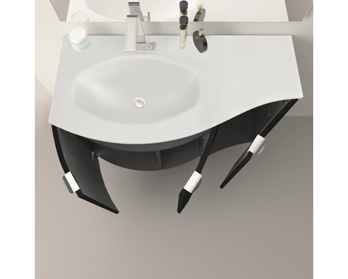 Meuble-lavabo avec meuble bas ouvert et vasque