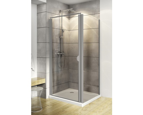 Porte pivotante avec paroi latérale Schulte ExpressPlus Sunny 80x80 cm verre transparent couleur du profilé aluminium