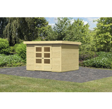 Abri de jardin en bois avec double porte et fenêtres
