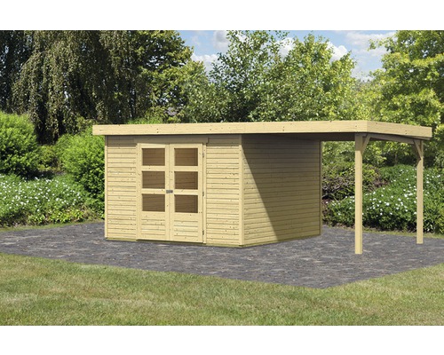 Abri de jardin Karibu Kodiak 5 avec toit en appentis 2,25 m 526x246 naturel