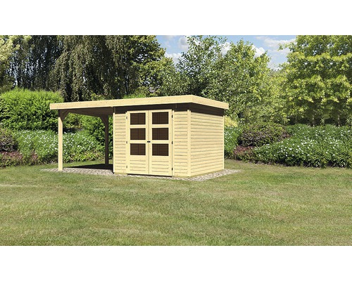 Gartenhaus Karibu Kodiak 3,5 mit Schleppdach 2,25 m 462 x 246 cm natur