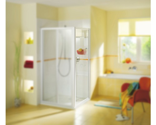 Paroi latérale pour porte pliante Breuer Fara 4 75 cm verre transparent profilé couleur blanc