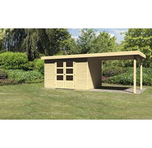 Gartenhaus Karibu Kodiak 4 mit Schleppdach 2,75 m 609 x 238 cm natur