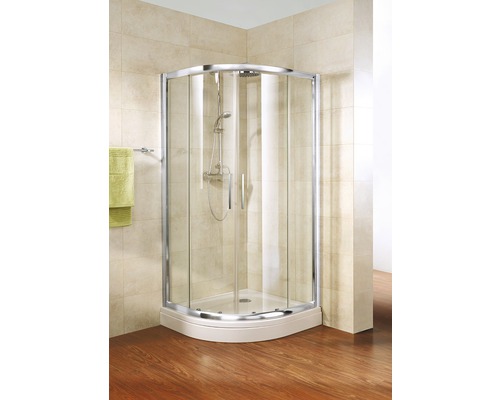 Douche quart de cercle Schulte Kristall/Trend R550 100x100 cm verre transparent couleur du profilé chrome