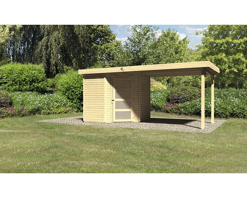 Abri de jardin Karibu Anvik 3 avec toit en appentis 472x217 cm naturel