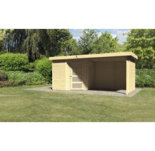 Gartenhaus Karibu Anvik 3 mit Schleppdach, Rück- und Seitenwand 504,5 x 238 cm natur