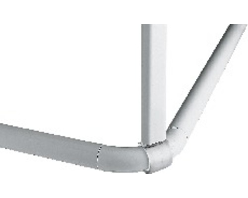 Detailansicht eines Eckverbinders für ein Kunststoffrohrsystem