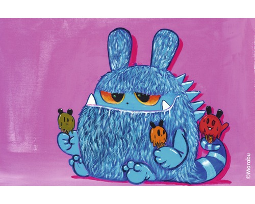 Illustration d''un monstre bleu poilu avec une glace
