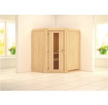 Sauna modulaire Karibu Maurin sans poêle avec couronne et porte en bois avec verre à isolation thermique-thumb-0