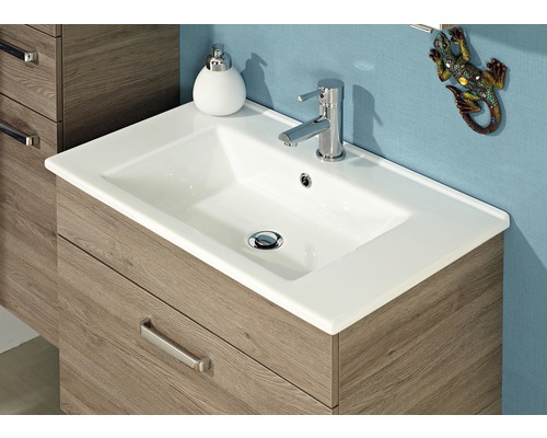 Waschtischunterschrank mit Waschbecken, Armatur und Seifenspender