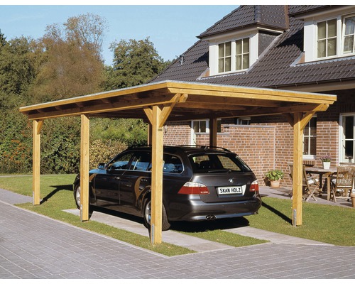 404x604 Einzelcarport HOLZ cm Luxemburg SKAN - natur Aluminium-Dach HORNBACH Emsland mit