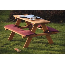 Table de pique-nique pour enfants en bois 89x79x50 cm brun, coussins d'assise inclus-thumb-3