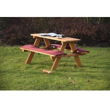 Table de pique-nique pour enfants en bois 89x79x50 cm brun, coussins d'assise inclus-thumb-2