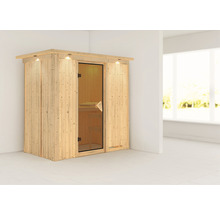 Sauna modulaire Karibu Mariado sans poêle avec couronne et porte vitrée coloris bronze-thumb-0