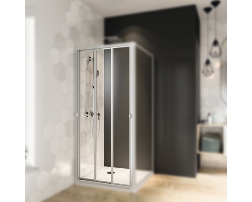 Porte coulissante Breuer Fara 4 80 cm verre transparent profilé couleur blanc