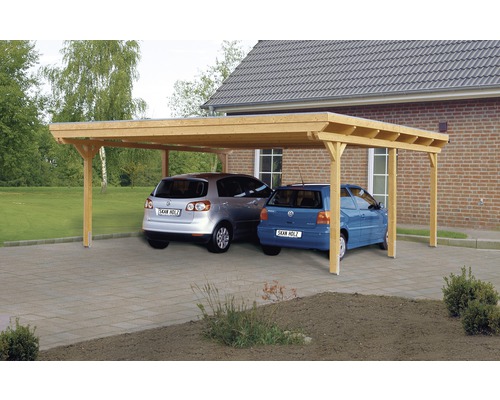 Carport pour deux véhicules Skanholz Emsland 613x604 cm, toit aluminium