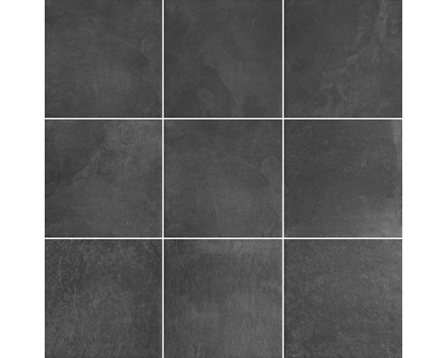 Neuf carreaux d''ardoise carrés pour revêtements de sol ou muraux.