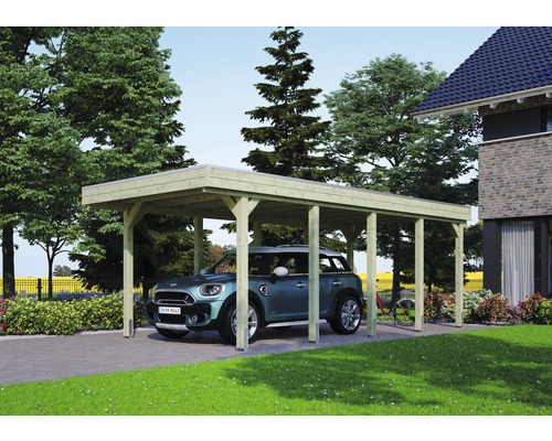 Carport pour un véhicule Skanholz Friesland 314x708 cm, toit aluminium, imprégné par immersion
