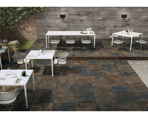 Dalle de terrasse FLAIRSTONE en grès cérame fin Slate multicolore bords rectifiés 60 x 60 x 2 cm