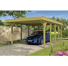Holz Carport mit geparktem Auto