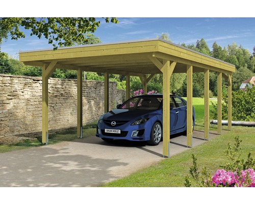 Einzelcarport SKAN HOLZ Friesland 397x708 cm mit Aluminium-Dach tauchimprägniert