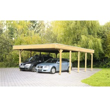 Doppelcarport SKAN HOLZ Friesland 557x708 cm mit Aluminium-Dach tauchimprägniert