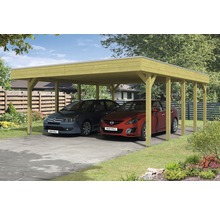 Doppelcarport SKAN HOLZ Friesland 557x708 cm mit Aluminium-Dach tauchimprägniert