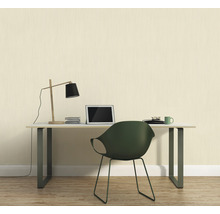 Papier peint intissé 328827 Sumatra uni crème blanc