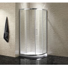 Douche ronde Form & Style Moorea 900x1950 mm rayon de 550 mm verre décoratif aspect chrome-thumb-4