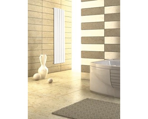 Modernes Badezimmer mit Heizkörper, Badewanne und Fliesendesign