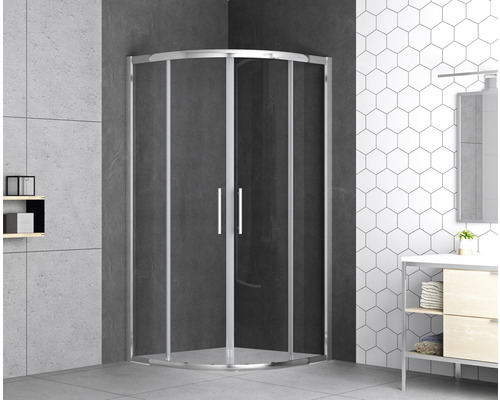 Eckdusche mit zwei Türen im modernen Badezimmer