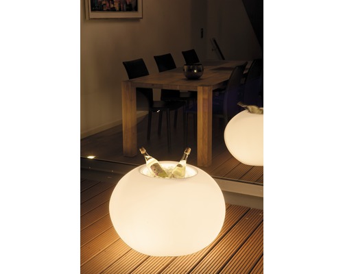 Bac à plantes éclairé Degardo Storus IV plastique extérieur et intérieur 69x75x49 cm blanc chaud