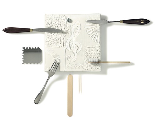 Kit créatif pour peinture plastique avec toile, spatules, fourchette, peigne, brosse à dents et bâtonnets de bois