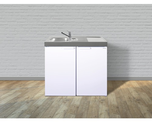 Meuble sous-évier avec deux portes, évier et robinet